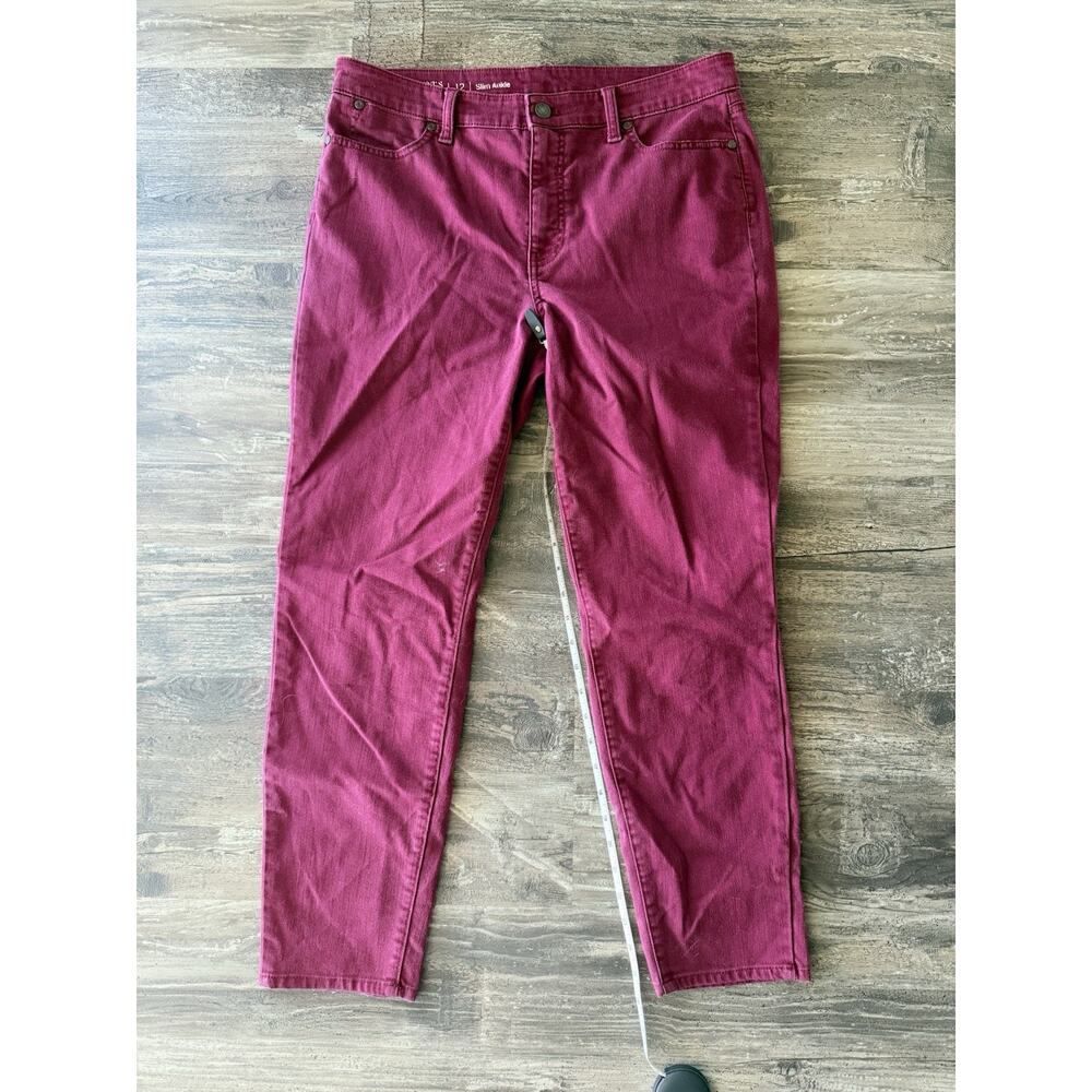 Talbots Women’s Slim Ankle Burgundy Jeans (Size 12)